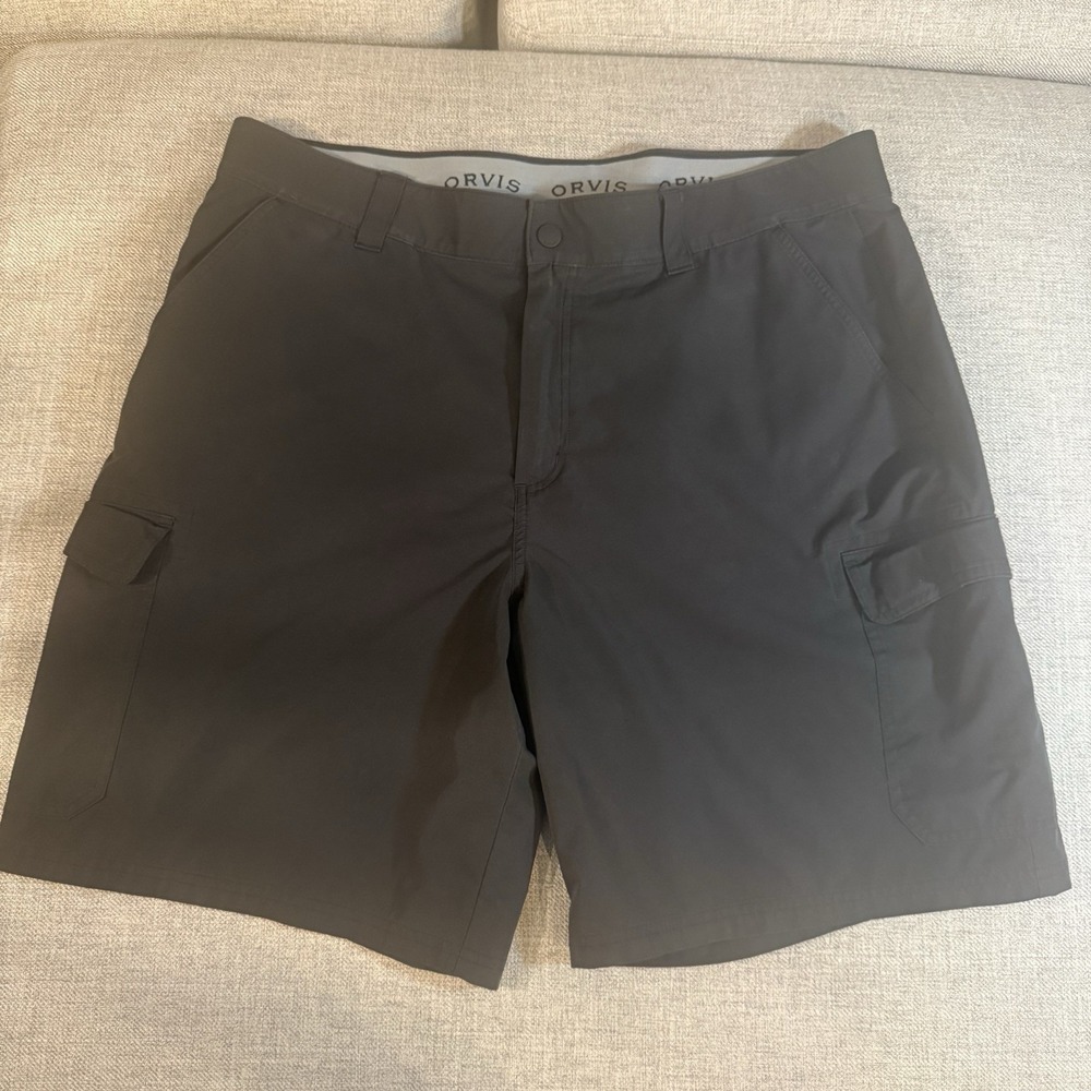 Orvis Cargo Shorts Mens 38 Black Nylon Hiking Fishing Outdoor Utility